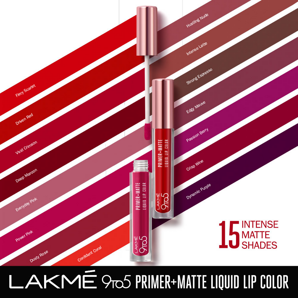 Lakme 9to5 Primer + Matte Liquid Lip Color - MP2 Power Pink | Grocsy