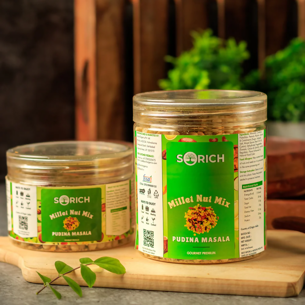 Sorich Organics Millet Nut Mix – Pudina Masala Crunchy & Healthy Snack | Grocsy