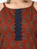 Myshka Women's Rust Straight Printed Kurta | Grocsy