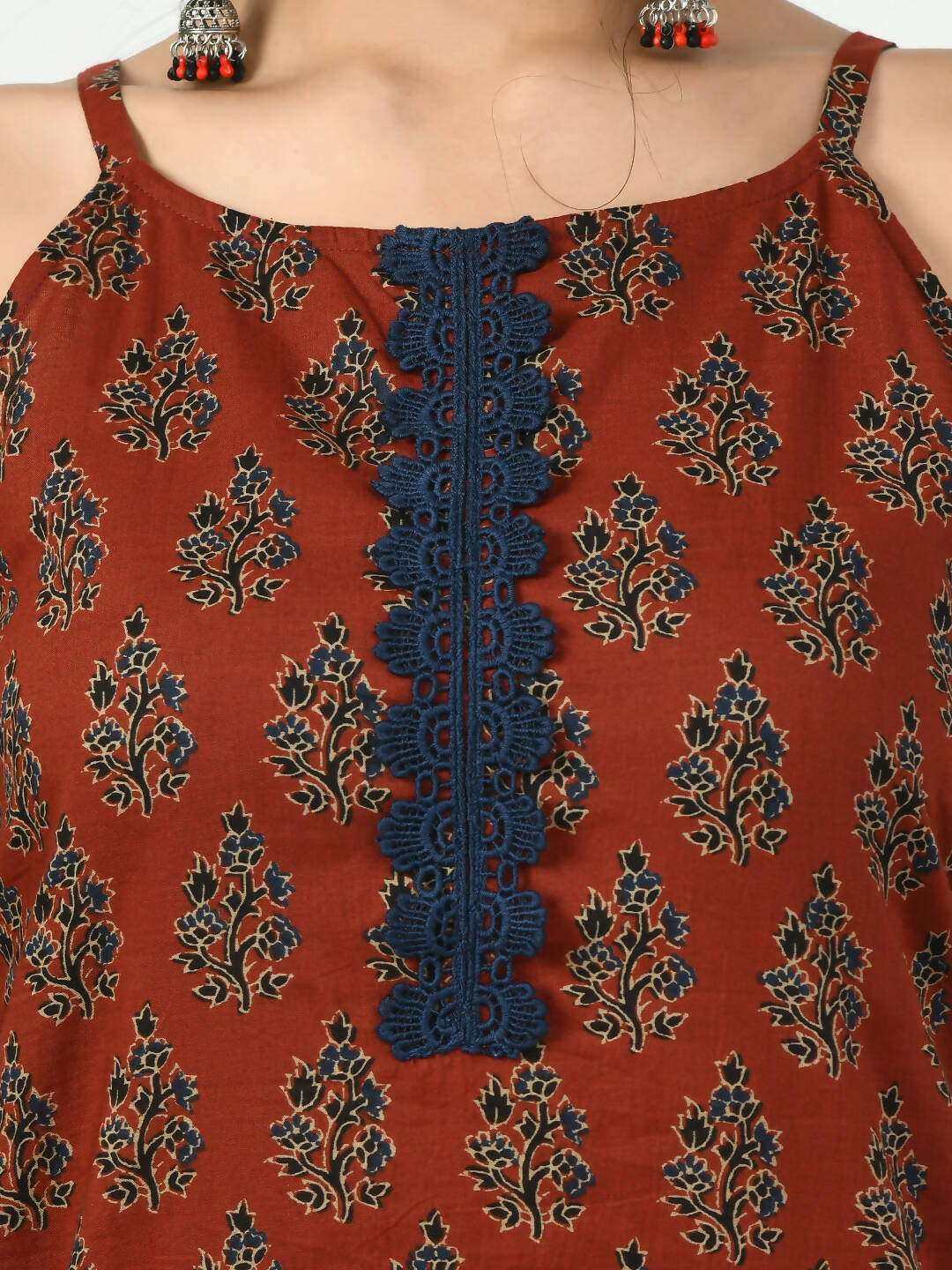 Myshka Women's Rust Straight Printed Kurta | Grocsy