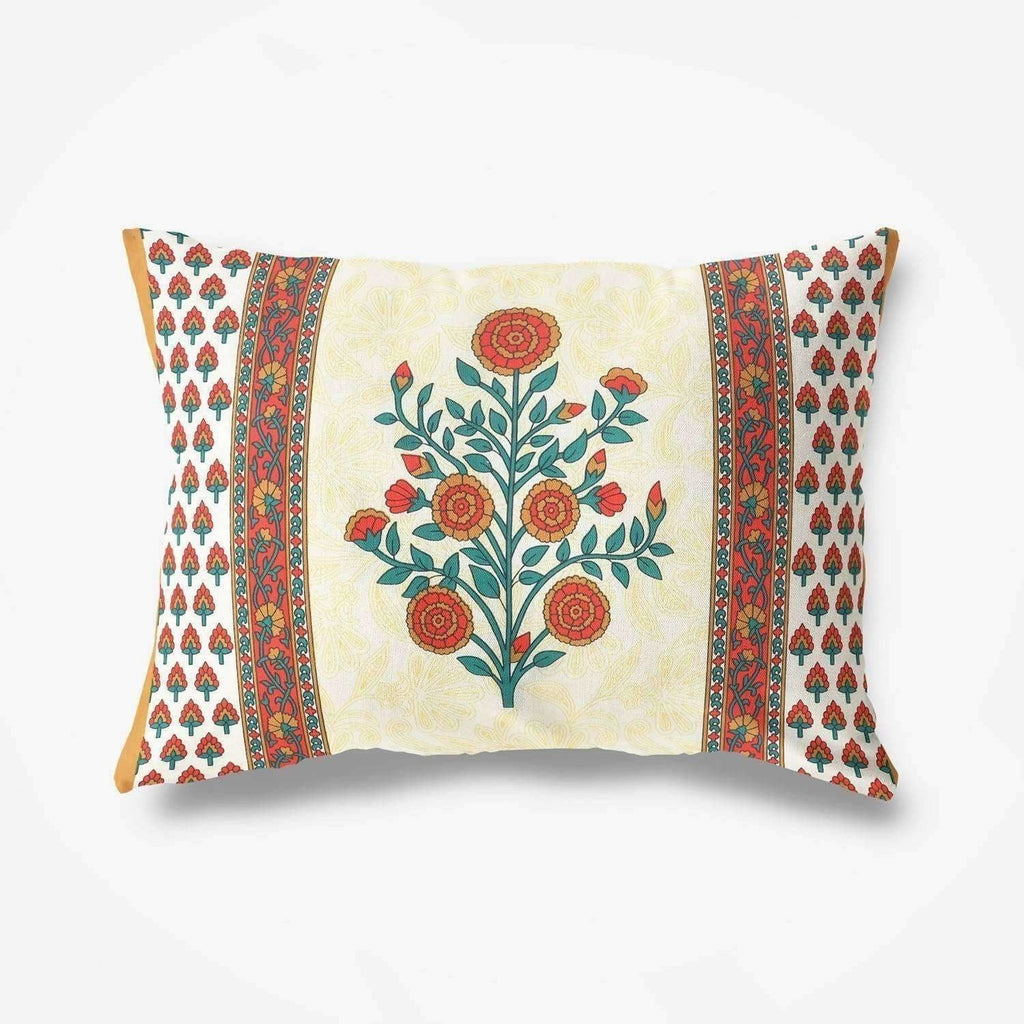 Floral Print Queen Size 90x108 Inches Jaipuri Flat Bed Sheet Bedspread with 2 Pillowcases | Grocsy