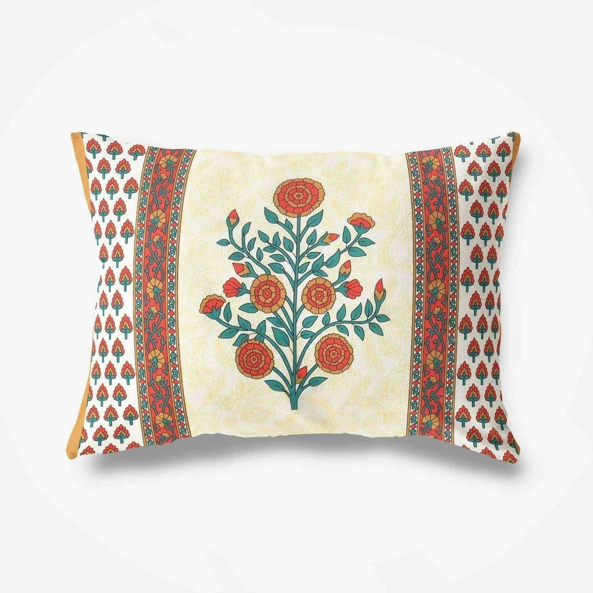 Floral Print Queen Size 90x108 Inches Jaipuri Flat Bed Sheet Bedspread with 2 Pillowcases | Grocsy