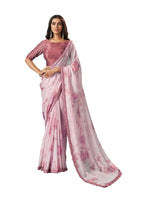 Mauve Crepe Silk Printed Saree With Unstitched Blouse Piece - Norita Ikshita | Grocsy