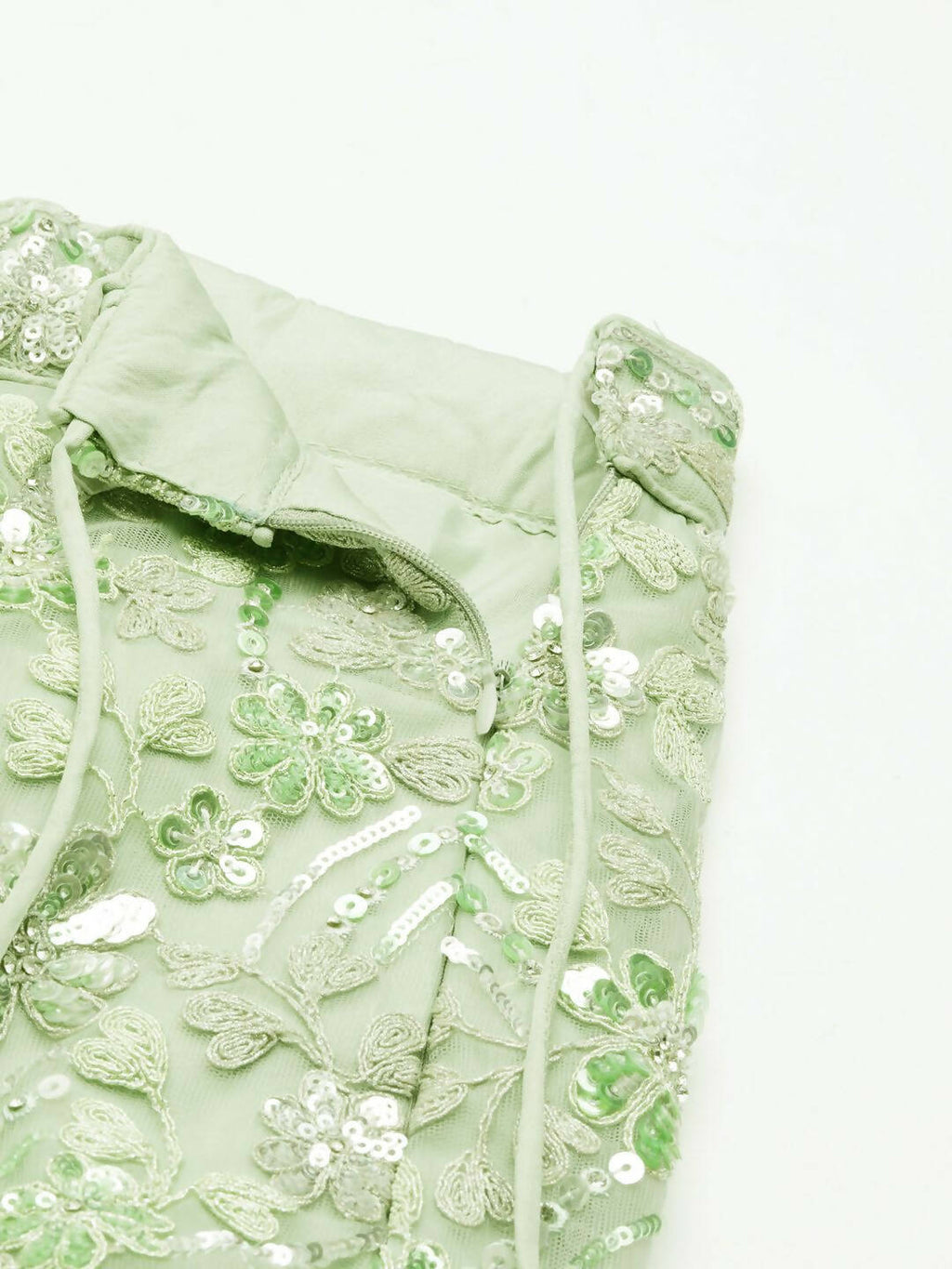 House of Panchhi Lime Green Net Sequins and Zarkan embroidery Lehenga choli & Dupatta | Grocsy
