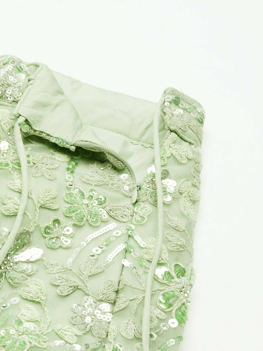 House of Panchhi Lime Green Net Sequins and Zarkan embroidery Lehenga choli & Dupatta | Grocsy