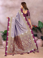 Aastha Fashion Lavender Silk Sarees Weaving Saree | Grocsy