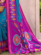 Shree Shyam Fashion Sea Green Pochampally Silk Saree | Grocsy
