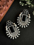 Joban Fashion Women Black Silver Replica Big Monalisa Stone Stud Earring | Grocsy
