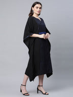Ahalyaa Women Black Crepe Glitter Printed Kaftan Kurta | Grocsy
