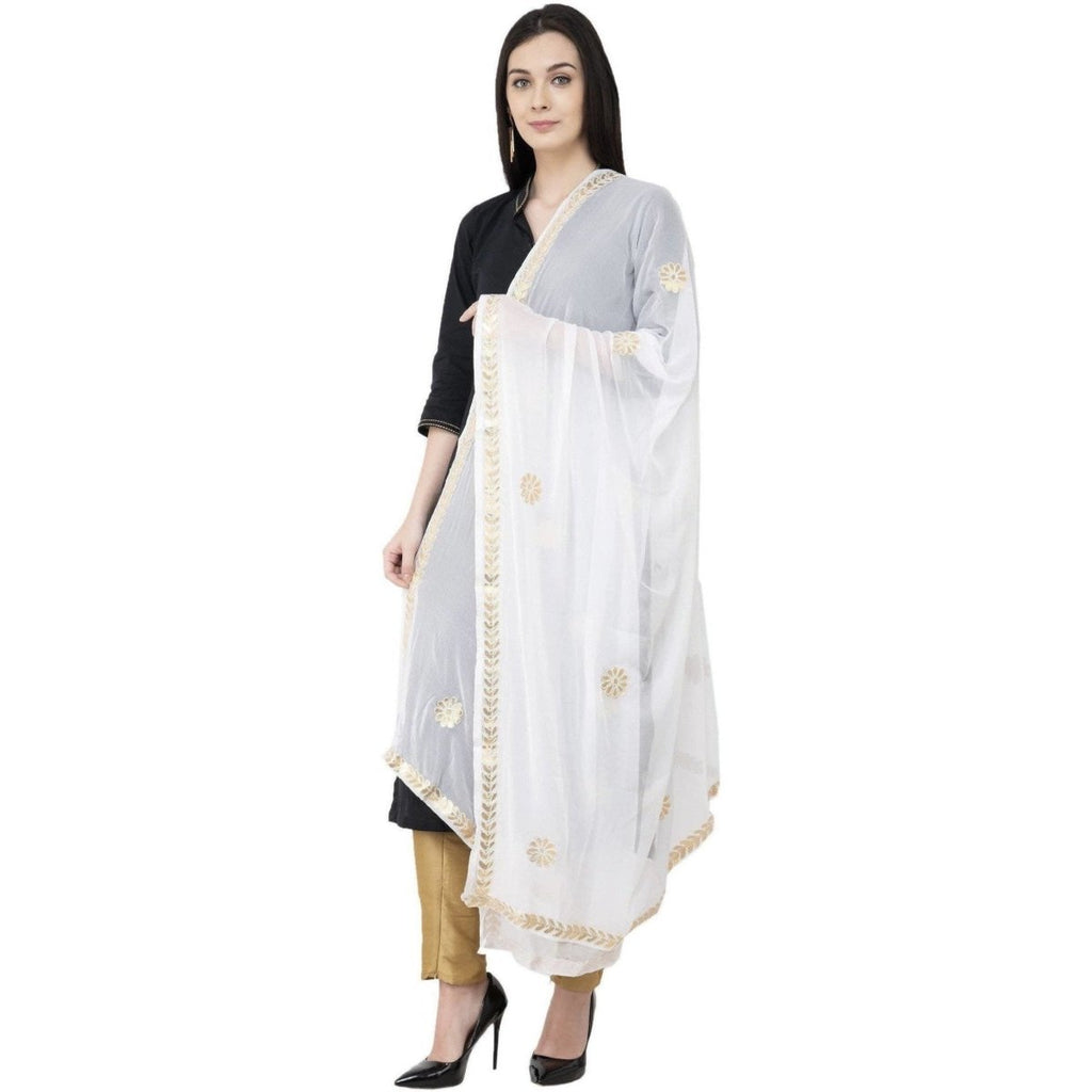 A R Silk Chiffon Gota Patti Fancy Dupatta White Color Dupatta or Chunni | Grocsy