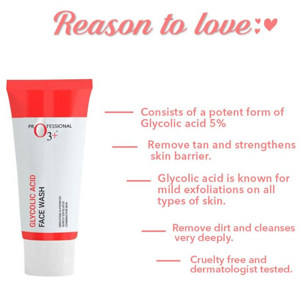Professional O3+ Glycolic Acid Face Wash | Grocsy