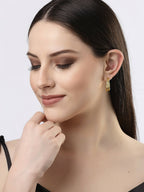 NVR Women Gold-Polished Alloy Circular-Shaped Half Hoop Earrings | Grocsy