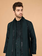 Vastranavya Green Exclusive Festival Wear Viscose Silk Thread with Sequence Embroidered Work Kurta with Dupatta | Grocsy