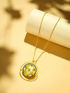 Nuyug 18K Gold-Plated Zircon Studded Minimal Chain Textured Surface Pendant Necklace | Grocsy