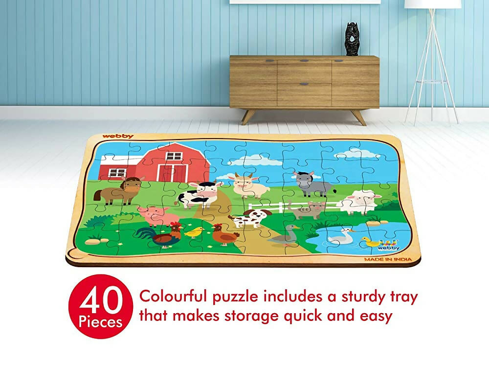 Webby Farm House Wooden Jigsaw Puzzle- 40 Pcs | Grocsy