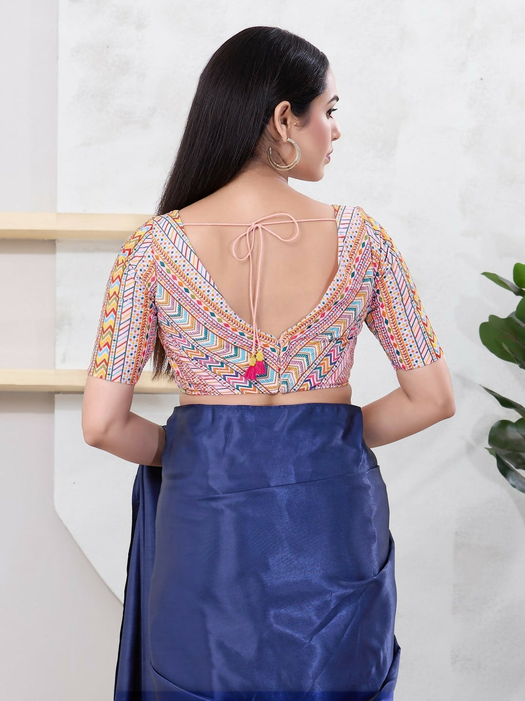 Joban Fashion Peach Shift Elbow Sleeveless Back Open Blouse | Grocsy
