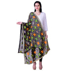 SWI Stylish Women's Embroidered Phulkari Chiffon Black Dupatta | Grocsy