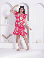Miravan Women Empire Waist Pink Mini Length Dress | Grocsy