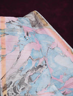 Shades Of Baby Pink And Cloud Blue Printed Chanderi Saree For Regular/Office Wear By Gayathri Reddy Designer Studio | Grocsy