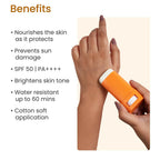 Earth Rhythm Glow Sunscreen Stick SPF 50 PA++++ with Vitamin C, Zinc Oxide, Vitamin E, Water Resistant, Lightweight, No white cast | Grocsy