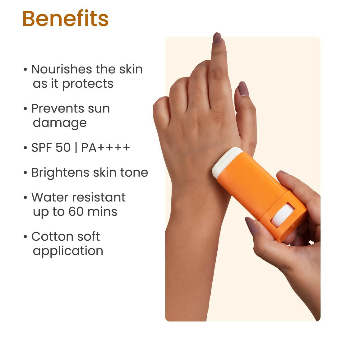 Earth Rhythm Glow Sunscreen Stick SPF 50 PA++++ with Vitamin C, Zinc Oxide, Vitamin E, Water Resistant, Lightweight, No white cast | Grocsy