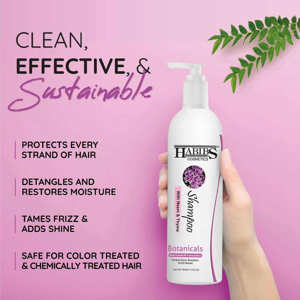 Habibs Professional Anti-Dandruff Shampoo Reduction In Flaking, Itching, & Dry Scalp With Neem Tulsi & Thyme Sulphate | Grocsy
