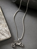 NVR Men's Rhodium-Plated Stainless Steel Bike Shaped Pendant With Chain | Grocsy