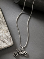 NVR Men's Rhodium-Plated Stainless Steel Bike Shaped Pendant With Chain | Grocsy