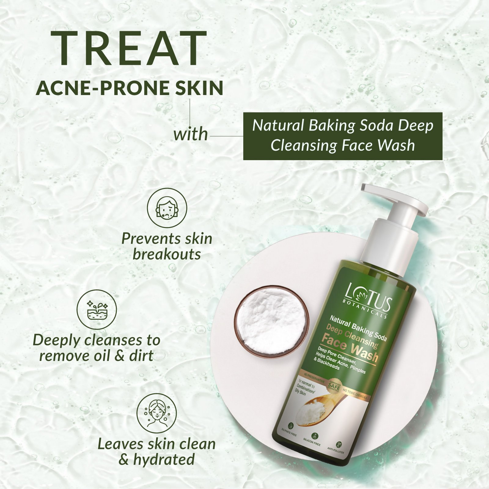 Lotus Botanicals Natural Baking Soda Deep Cleansing Face Wash | Grocsy