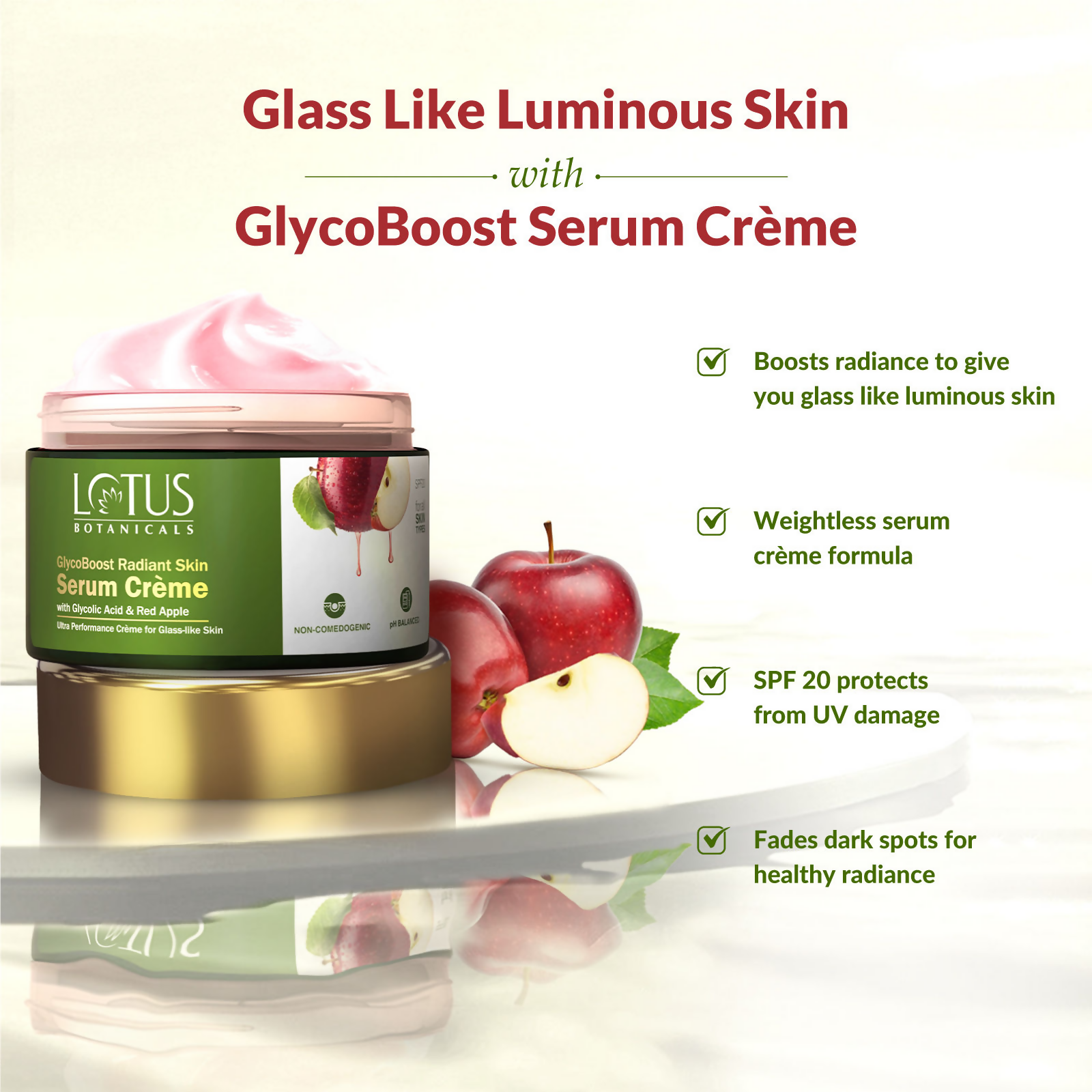 Lotus Botanicals GlycoBoost Radiant Skin Serum Creme | Grocsy