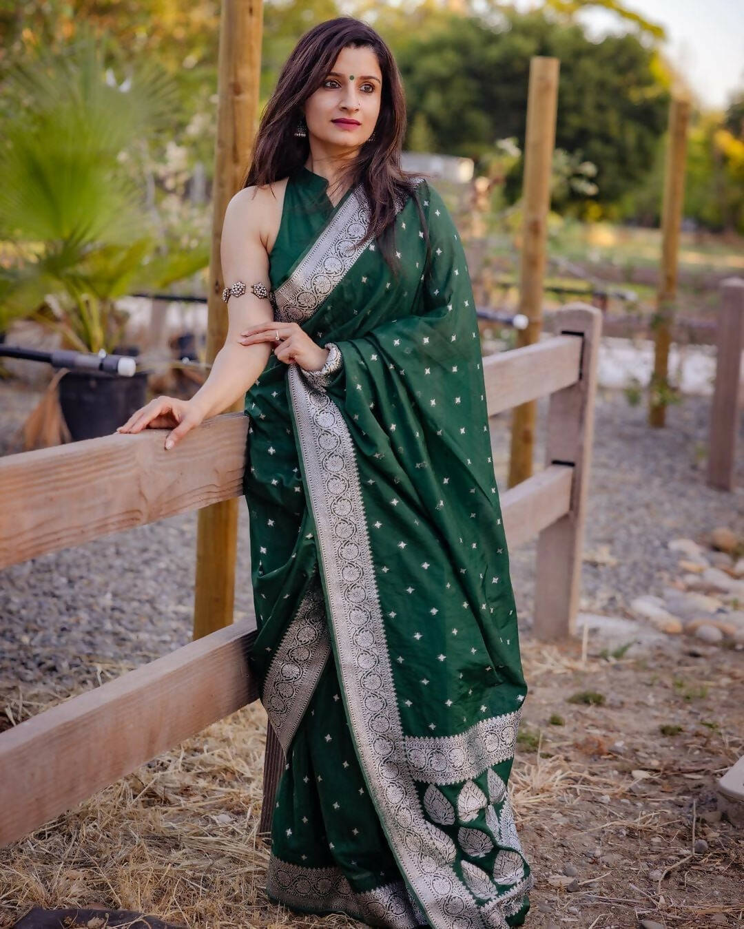 DEIANA'S Beautiful Designer Golden zari Soft Lichi Silk Saree - Green | Grocsy