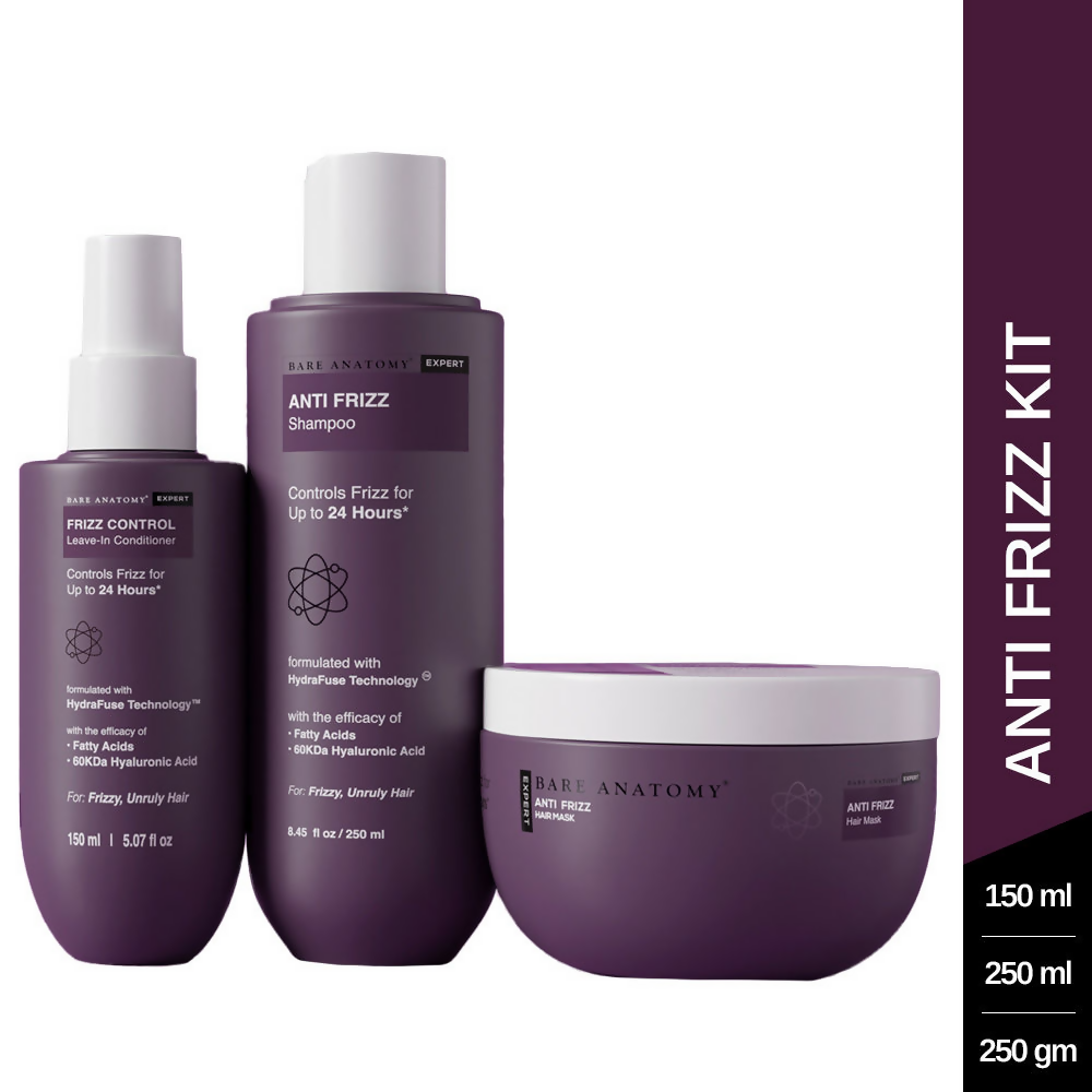 Bare Anatomy Anti Frizz Regime With Shampoo, Hair Mask & Leave In Conditioner | Grocsy