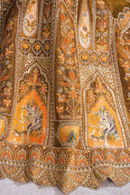 Kesar Fab Dark-Mustard Banarasi Silk Hand_Woven Lehenga | Grocsy