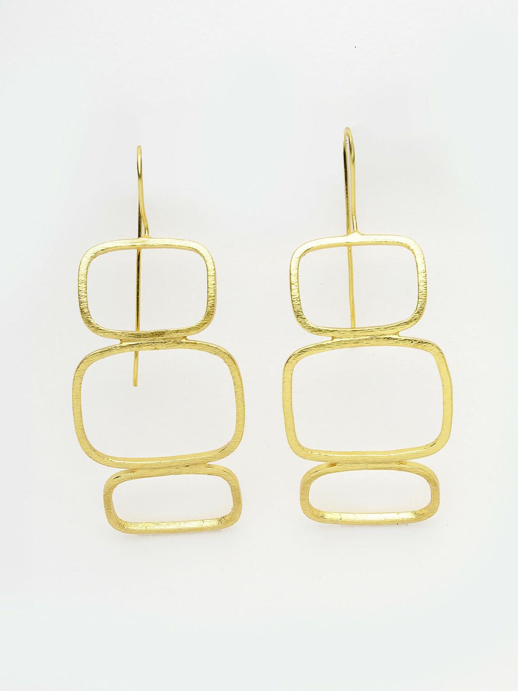 NVR Women Gold-Polished Contemporary Fish Hook Drop Earrings