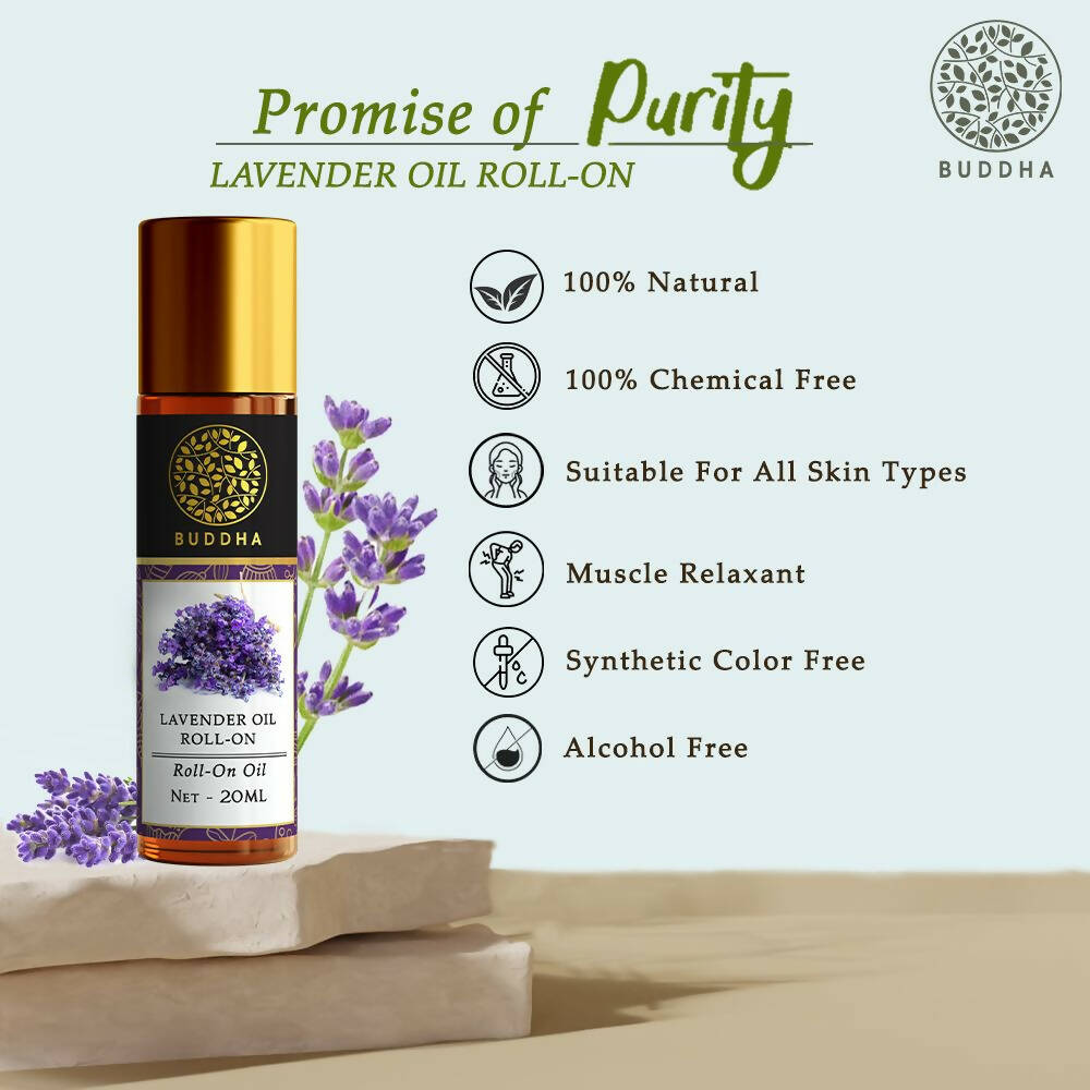 Buddha Natural Lavender Therapeutic Roll-On - For Stress Relief, Headaches, & Insomnia Deodorant Roll-on | Grocsy