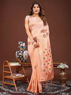 Shree Shyam Fashion Neerja Orange Linen Cotton Saree | Grocsy