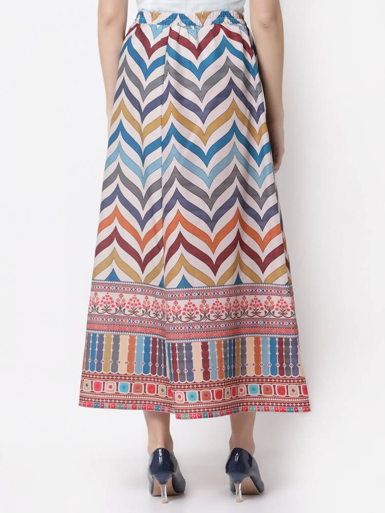 Myshka Muticolored Silk blend Printed Skirt | Grocsy