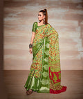 Light Green Cotton Floral Printed Saree With Unstitched Blouse Piece - Kathika | Grocsy