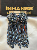 Inhanns Handmade Crystal Waterfall Earrings - Long - Navy Blue | Grocsy