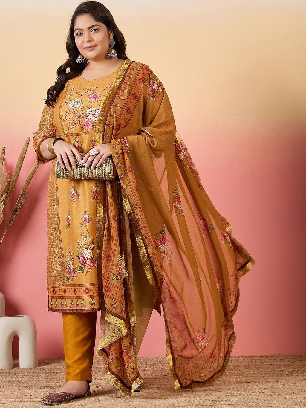 Sztori Women Floral Printed Regular Kurta with Trousers & With Dupatta | Grocsy
