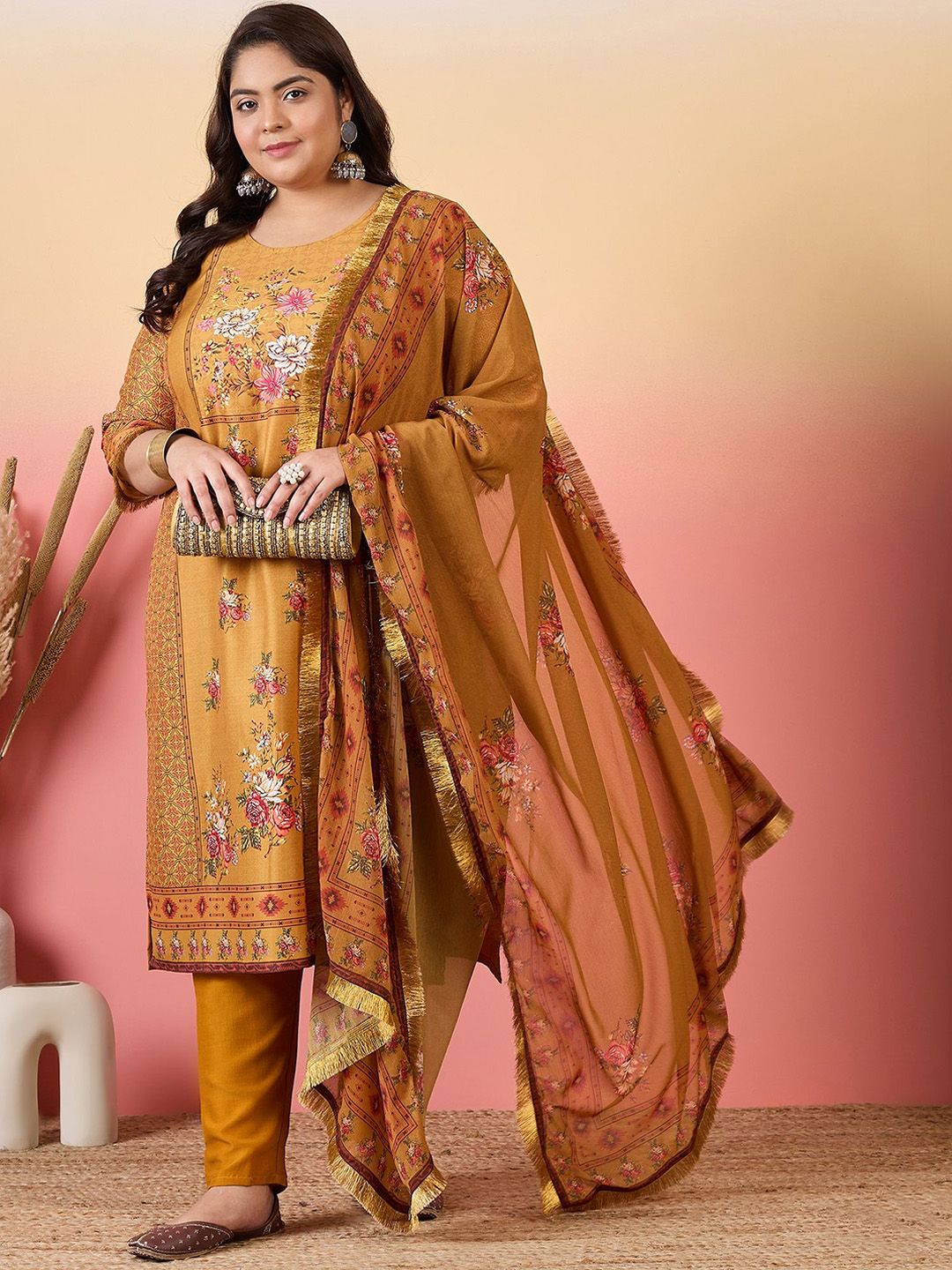Sztori Women Floral Printed Regular Kurta with Trousers & With Dupatta | Grocsy