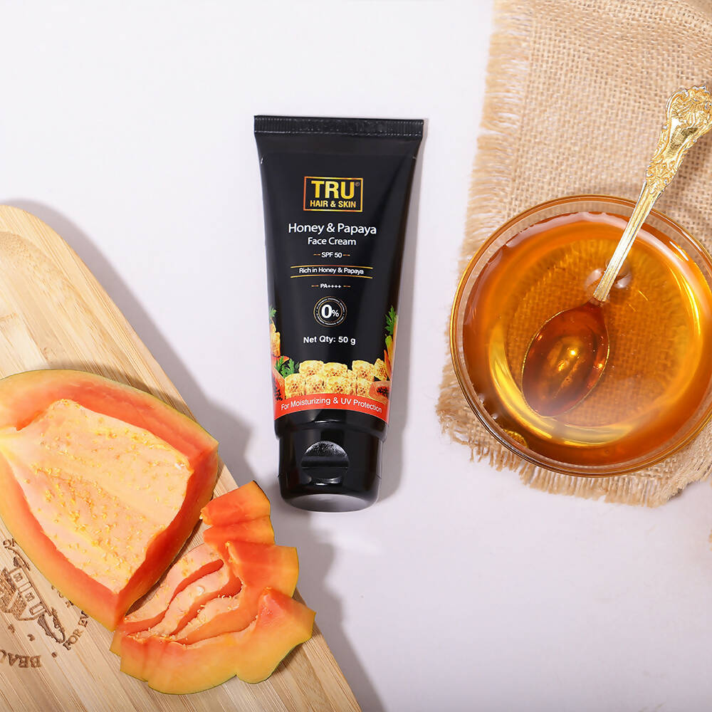 Tru Hair & Skin Honey & Papaya SPF 50 Face Cream | Grocsy