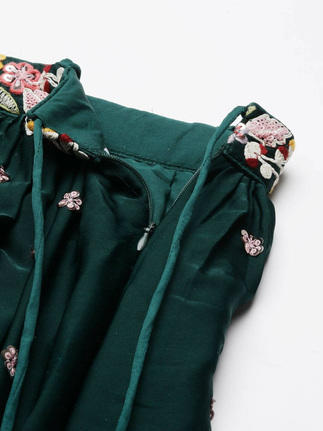 House of Panchhi Green Georgette Sequins and thread embroidery Lehenga choli & Dupatta | Grocsy