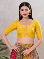 Joban Fashion Women Silk Yellow Stitched Blouse | Grocsy