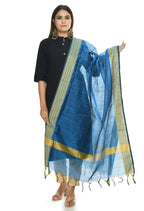 Mominos Fashion Blue Handloom Cotton Dupatta | Grocsy