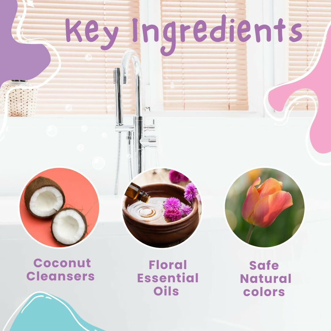 Puddles Organic Unicorn Magic BodyWash Gel (Age 2-12 Yrs), Coconut cleansers Essential Oil | Grocsy