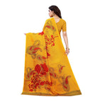 Vamika Printed Jute Silk Yellow Saree (Leo Yellow) | Grocsy