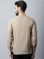Even Apparels Beige Color Pure Cotton Men's Kurta With Band Collar (SLD072) | Grocsy