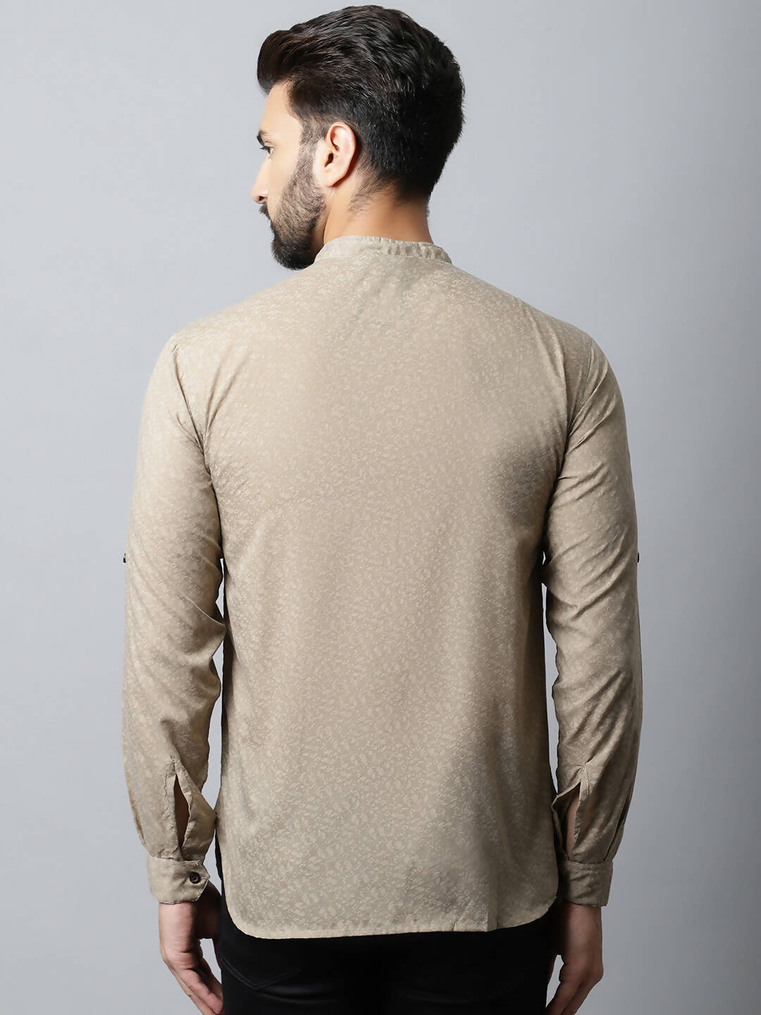 Even Apparels Beige Color Pure Cotton Men's Kurta With Band Collar (SLD072) | Grocsy