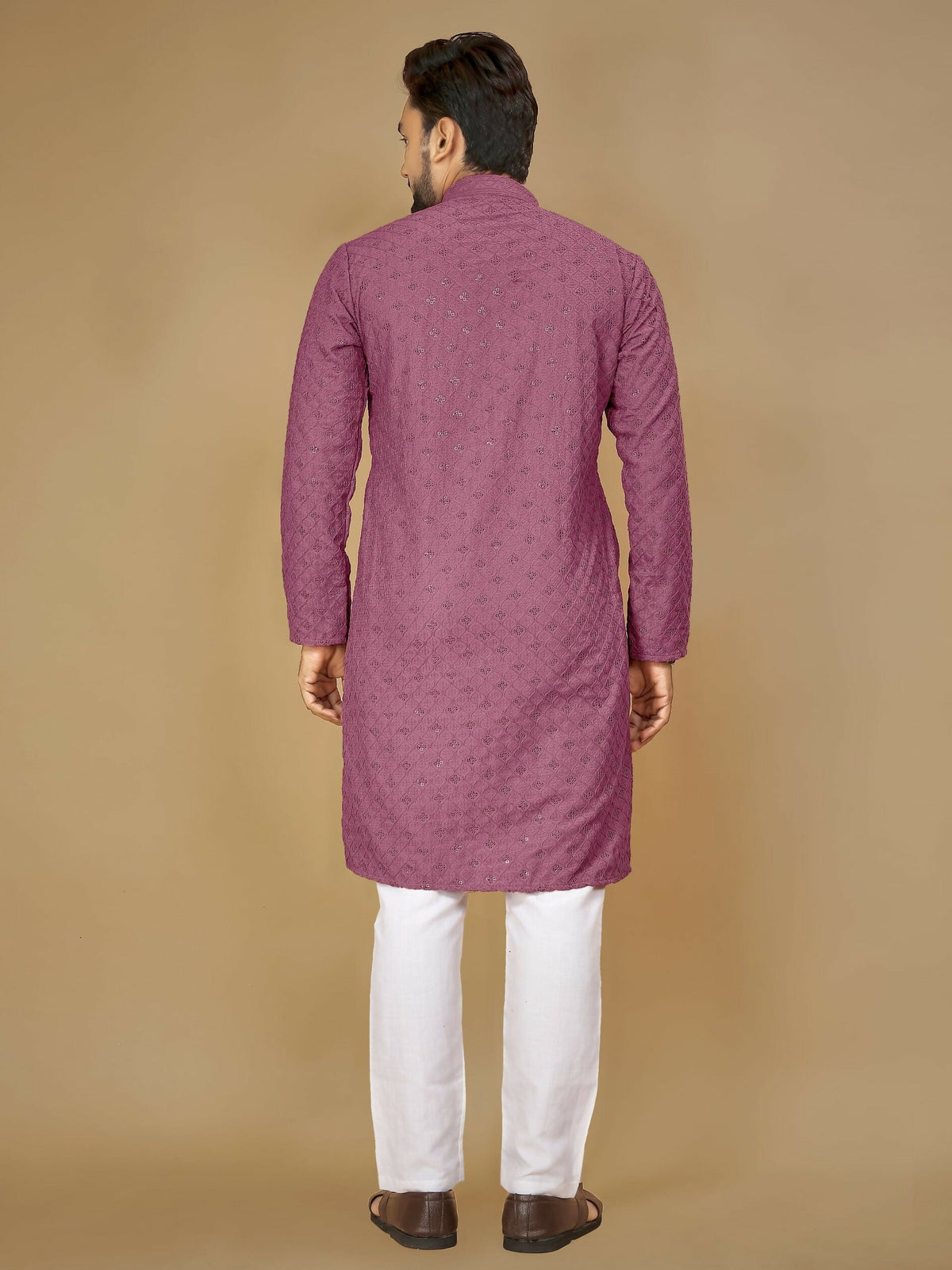 Anaita Purple Embroidered Rayon Straight Kurta | Grocsy
